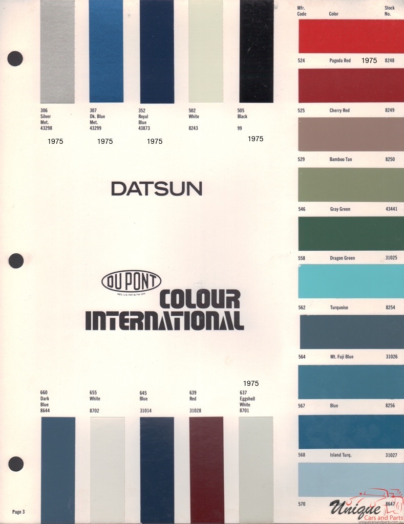 1975 Datsun Paint Charts DuPont 03
